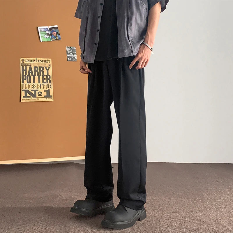 Khaki/Black/Gray Mens Korean Solid Color Harem Pants Japanese Streetwear Harajuku Casual Loose Trousers Plus Size 5XL-M