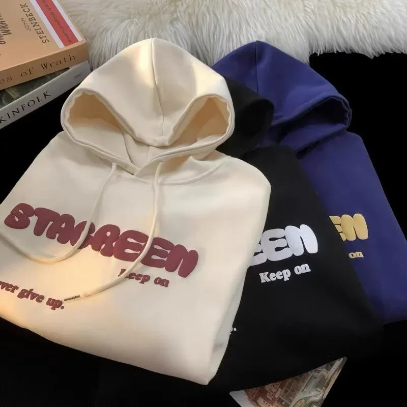 2026 New Letter Printed Hoodies For Men and Women Autumn Y2K Streetwear Hooded Sweatshirts Fleece Vintage Fashion Pocket Hoody