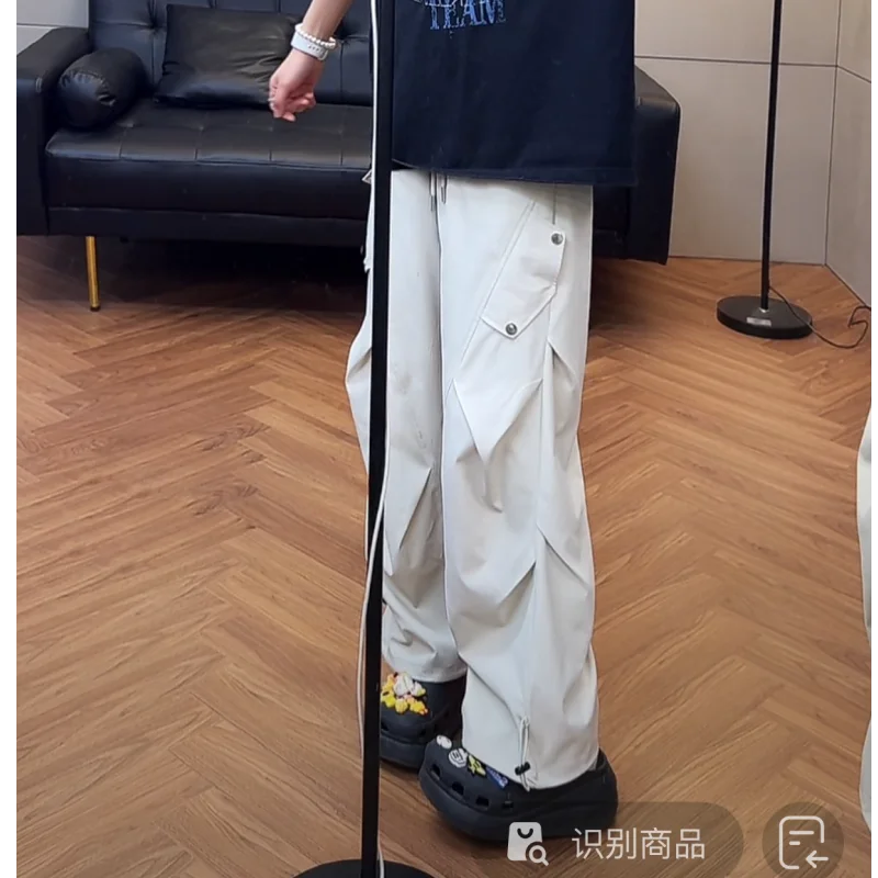 Casual Quick-dry Pants for Men American-style Workwear with Pleats New Summer Thin and Trendy Loose Straight-leg Pants
