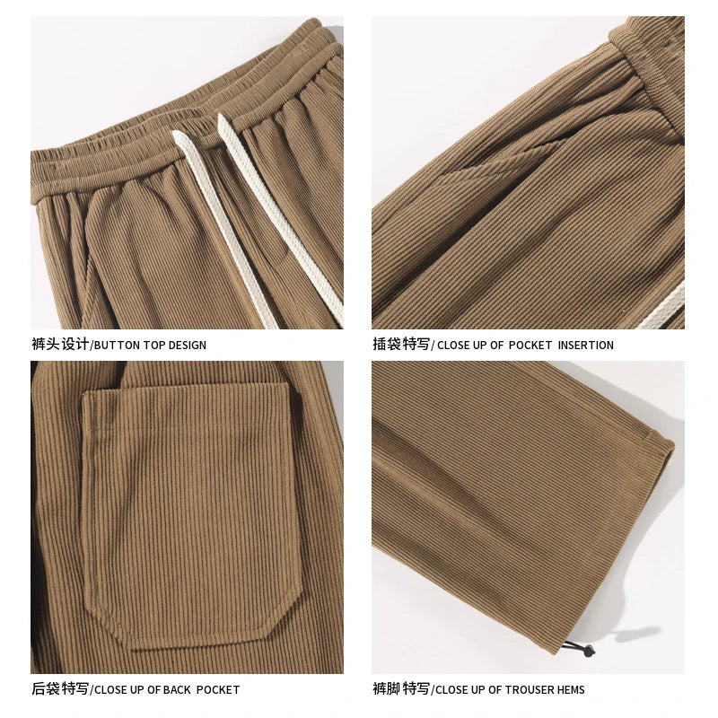 Men's Casual Pants 2025 New Korean Fashion Washed Cotton Jogger Wide Leg Straight Trousers Sweatpants Male Pants Big Size M 5XL