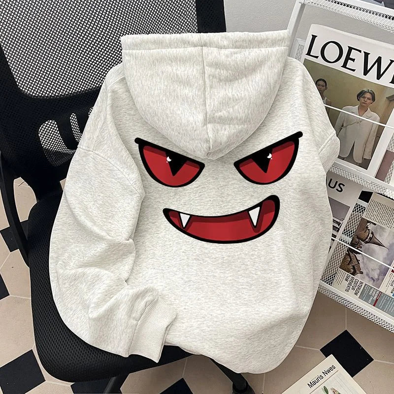 2026 New Funny Anime Graphic Hooded Sweatshirts Men's American Retro Hip Hop Fashion Hoodies Y2K Streetwear Printed Fleece Hoody