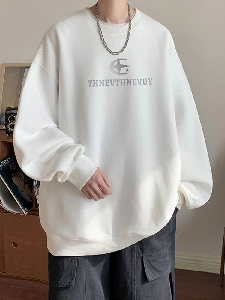 Autumn Hip Hop Letter Crewneck Sweatshirt Men New Y2k Streetwear Pullover Hoodies Korean Fashion Vintage sudaderas para hombre