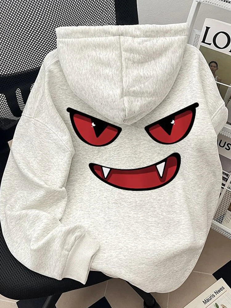 2026 New Funny Anime Graphic Hooded Sweatshirts Men's American Retro Hip Hop Fashion Hoodies Y2K Streetwear Printed Fleece Hoody