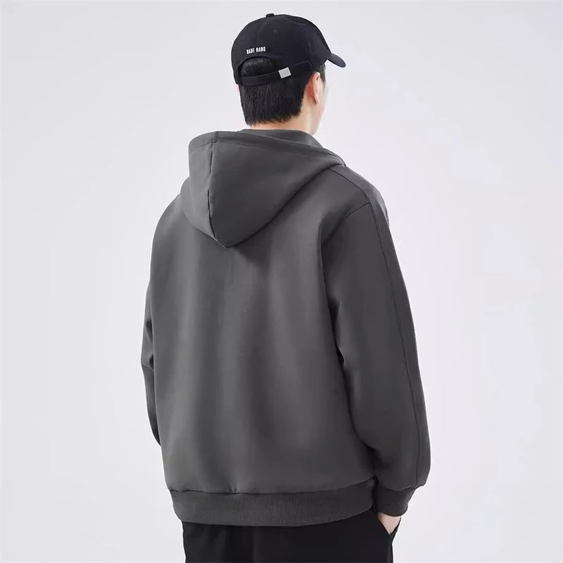 Autumn Casual Half Zipper Hooded Sweatshirts For Men High Street Fashion Fleece Pullover Hoodies Y2K Vintage Hoodie Tracksuit