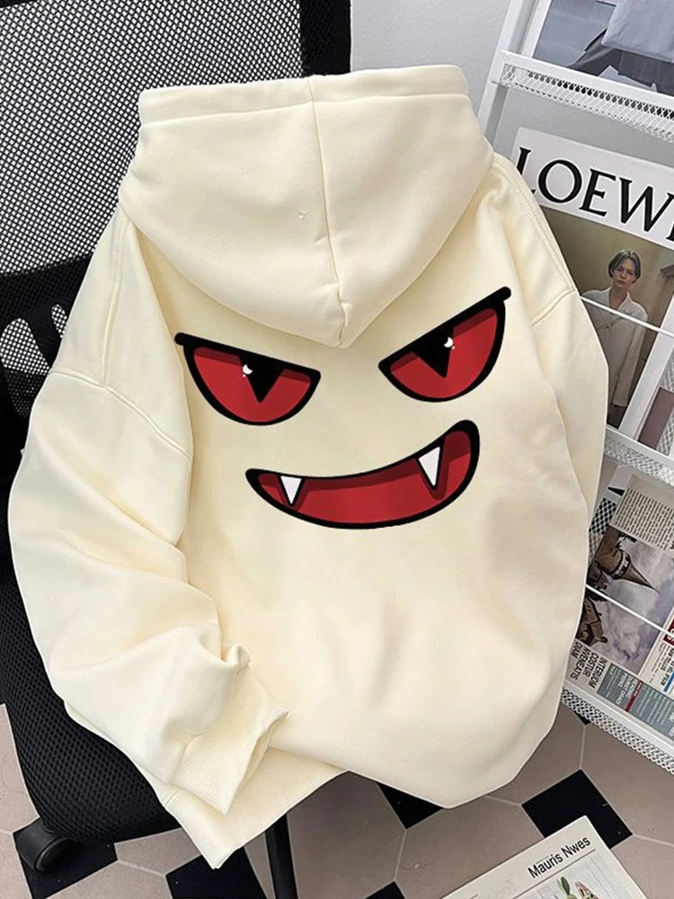 2026 New Funny Anime Graphic Hooded Sweatshirts Men's American Retro Hip Hop Fashion Hoodies Y2K Streetwear Printed Fleece Hoody