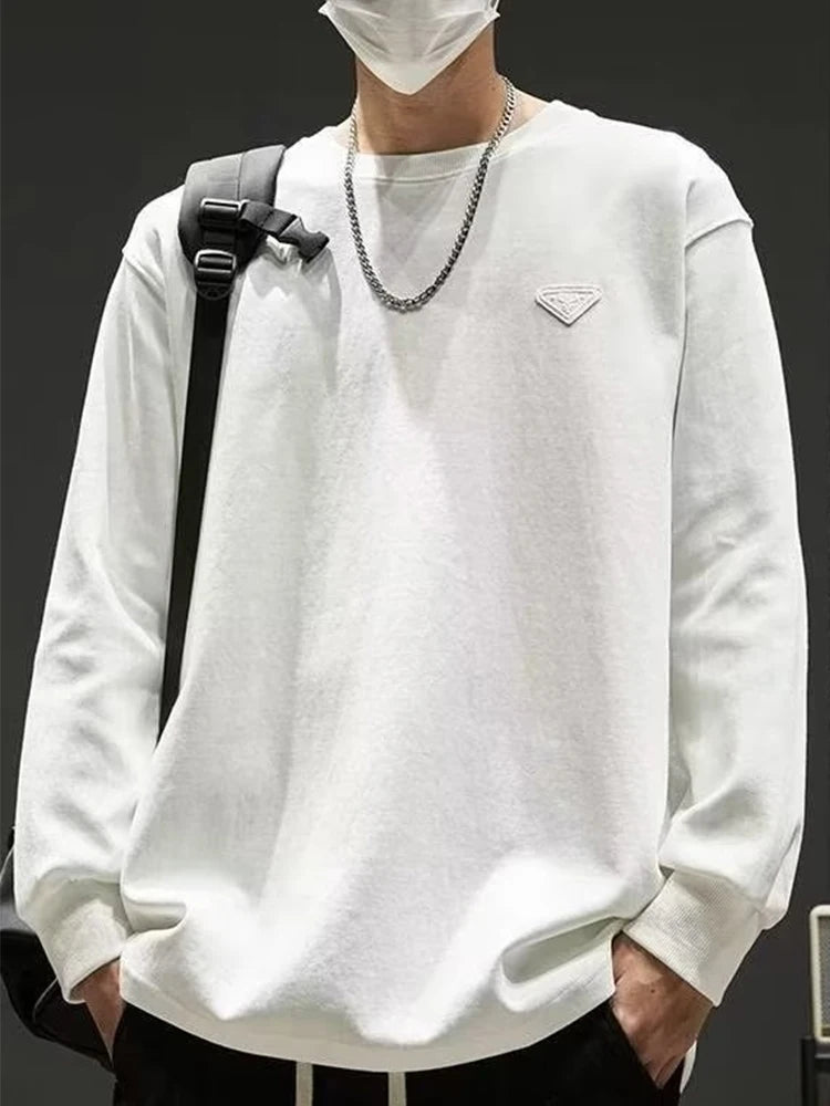 2026 New Foam Print Sweatshirts For Men Casual Y2K Vintage Crewneck Pullover Hoody Patchwork Oversized Tracksuit Clothes