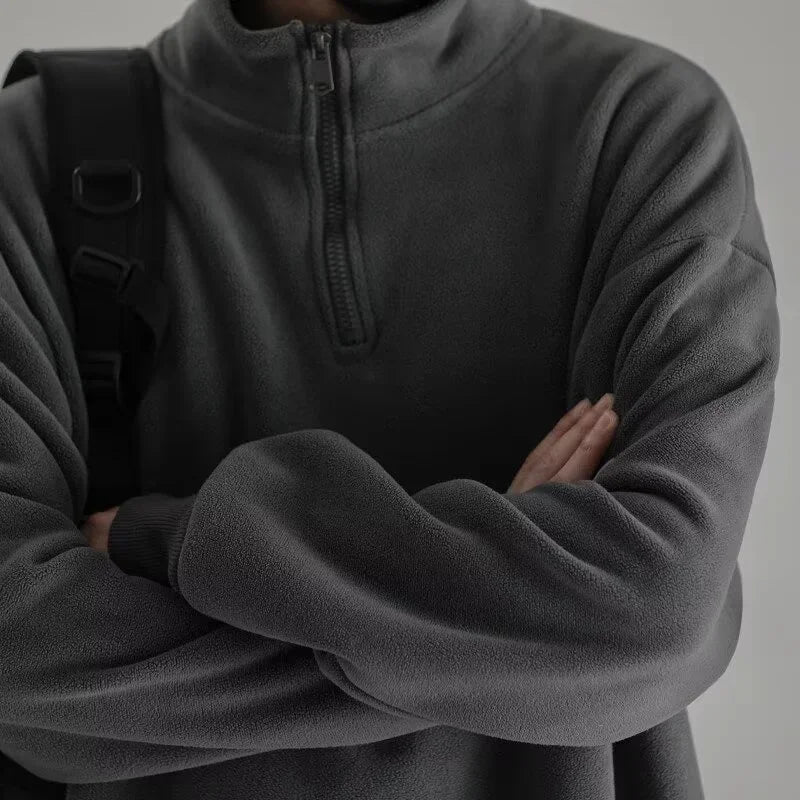 Men's Polar Fleece Half-zip Turtleneck Sweatshirts Korean Fashion Loose Pullover Hoodies New Y2K Vintage Streetwear ropa hombre