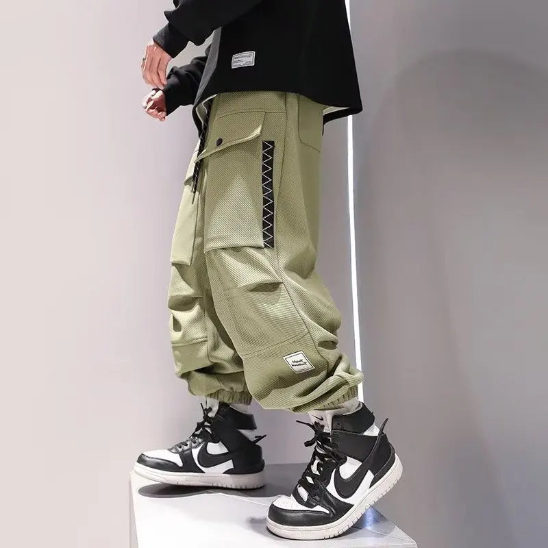 Korean Cargo Pants Men Japanese Streetwear Oversize Sweatpants Harajuku Casual Joggers Kpop Trendy Trousers Hip Hop