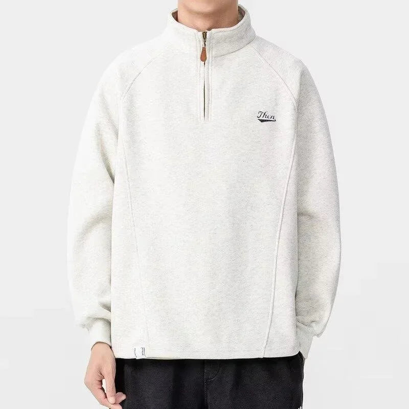 2025 New in Letter Embroidered Half Zip Sweatshirts For Men Spring High Street Fashion Stand Collar Pullover Hoodies Y2K Clothes