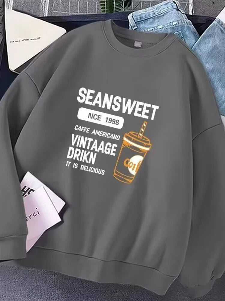 New Funny Graphic Printed Crewneck Pullover Hoodies For Men Y2K Vintage Streetwear Sweatshirts Casual Long Sleeve sudaderas