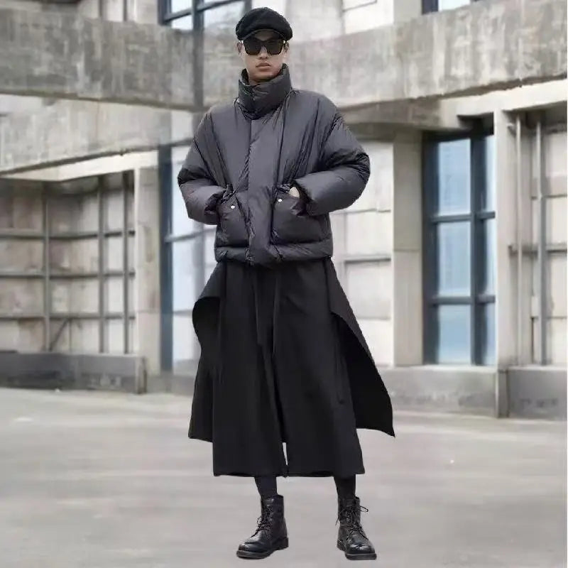 Men's Wide Leg Pants Solid Joggers Streetwear Elastic Waist 2025 Irregular Skirts Trousers Men Loose Punk Pantalon 3XL