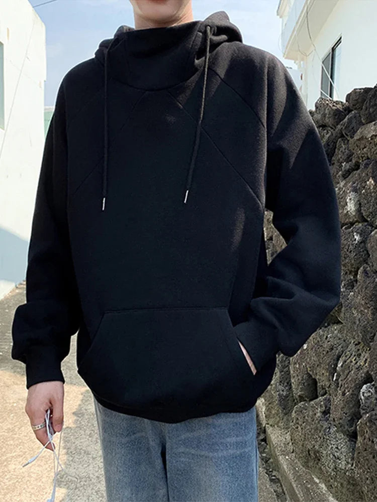 Autumn Turtleneck Fleece Hoodies Men 2026 New High Street Oversize Pullover Hoodie Unisex Y2K Vintage Hooded Sweatshirts Clothes