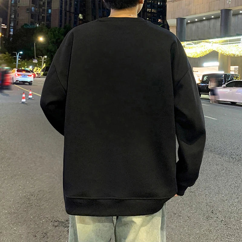 2026 Autumn Letter Printed Sweatshirts Men's Korean Fashion Loose Crewneck Pullover Hoodies Hip Hop Y2K Streetwear Sudadera
