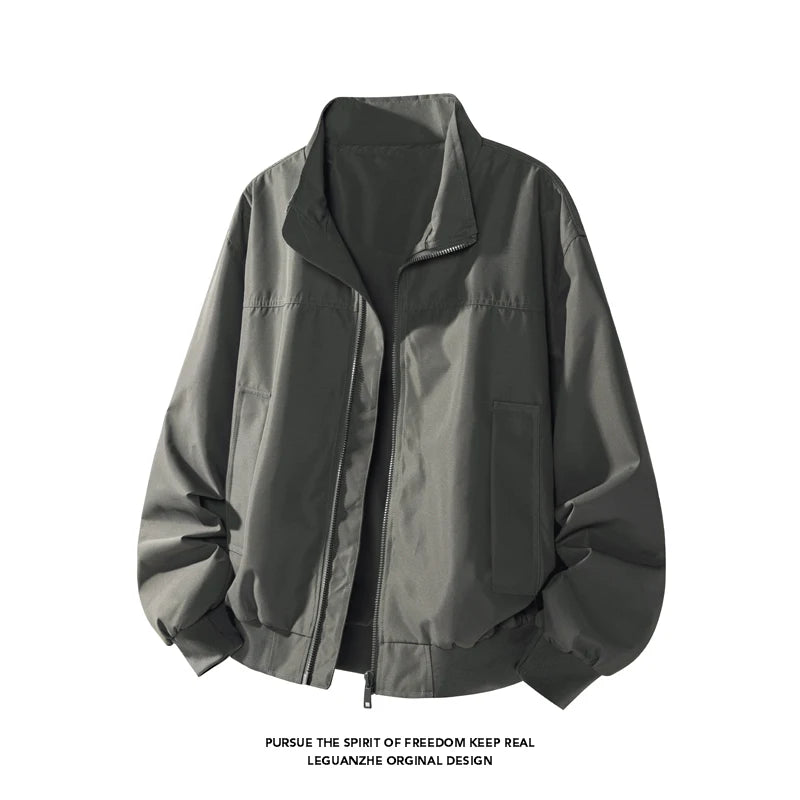 Bomber Jacket Men Fashion Casual Windbreaker Jacket Coat Solid Color New Hot Outwear Solid Stand Cargo Black Jackets Coat 5XL