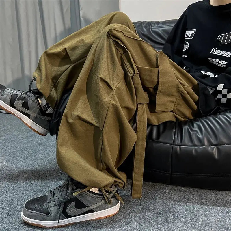 2024 Black Cargo Pants for Men Oversize Cargo Trousers Male Green Loose Casual Japanese Streetwear Hip Hop Pocket Big Size