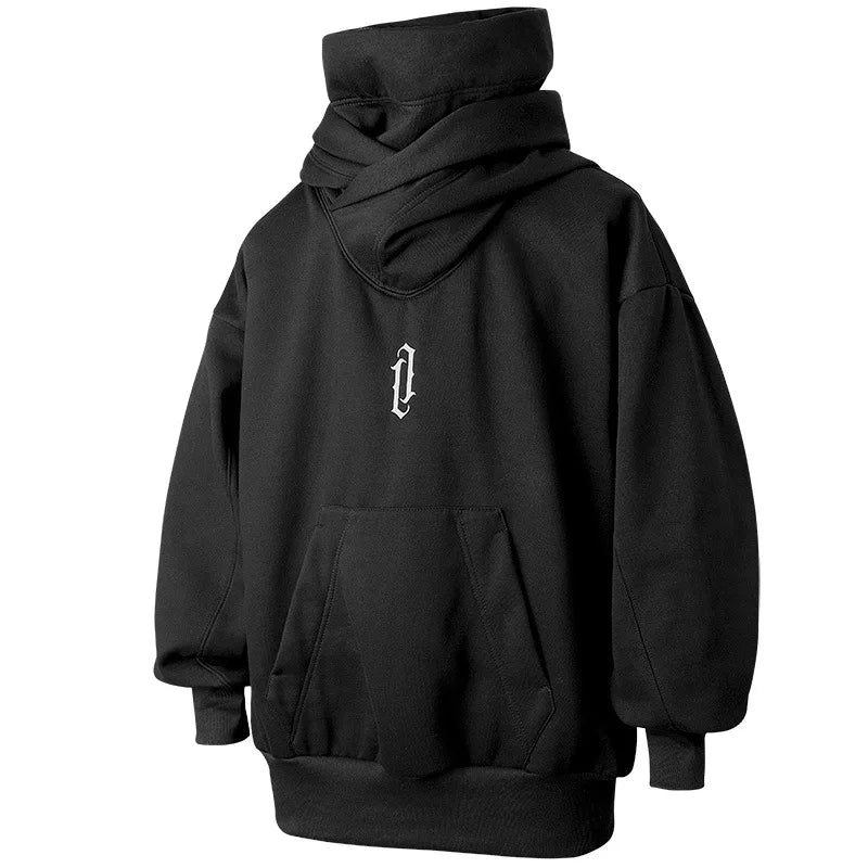 2024 Hip Hop Retro Hooded High Neck Sweater Men's Spring and Autumn Loose Street Jacket Sweatshirt