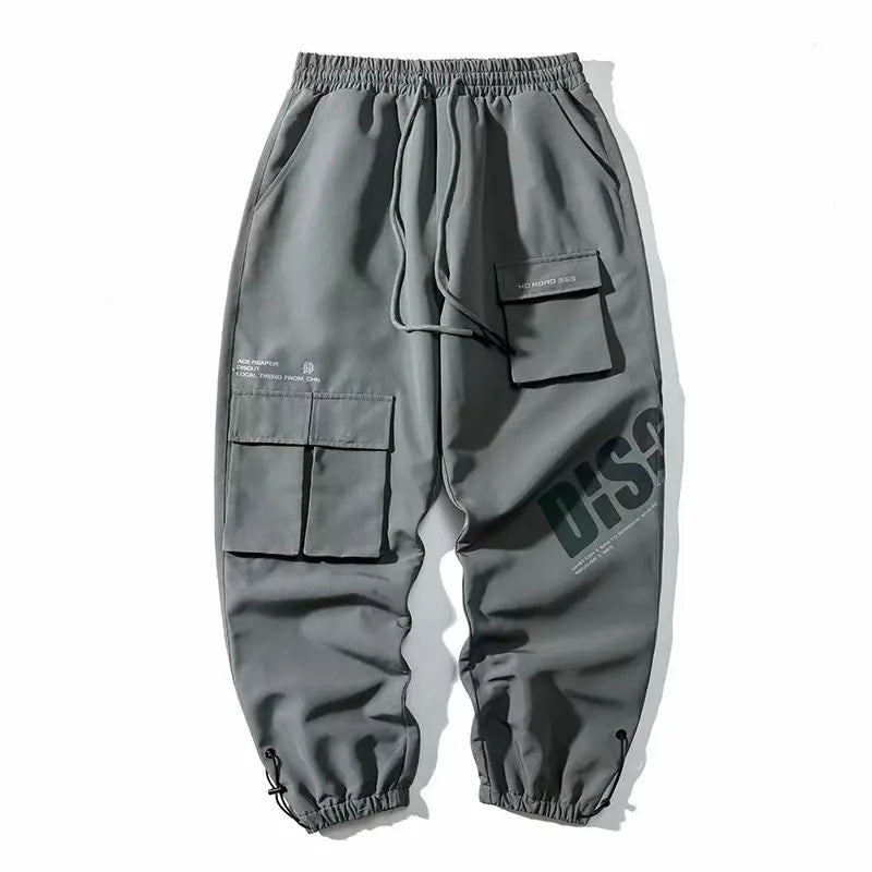 Mens Casual Cargo Pants Black Harem Loose Trousers Streetwear Pantalon Homme