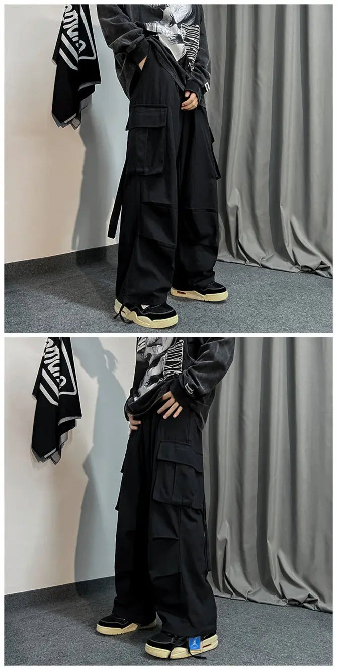 2024 Black Cargo Pants for Men Oversize Cargo Trousers Male Green Loose Casual Japanese Streetwear Hip Hop Pocket Big Size