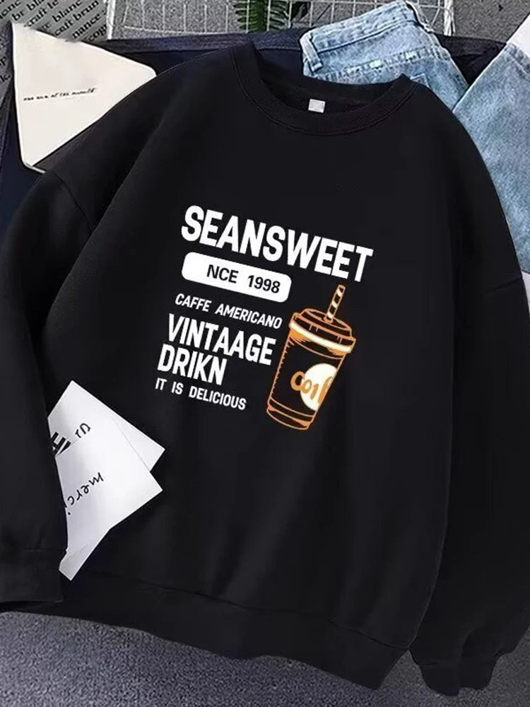 New Funny Graphic Printed Crewneck Pullover Hoodies For Men Y2K Vintage Streetwear Sweatshirts Casual Long Sleeve sudaderas