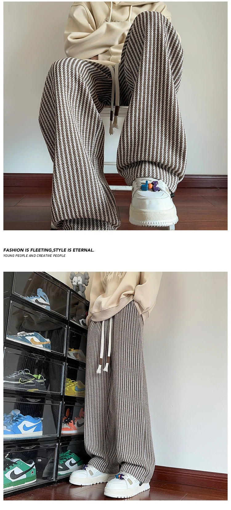 Casual Pants For Men 2024 Spring Autumn New Style American Fit Loose Fit Leg Sweatpants Skin Sense Straight Leg Pants