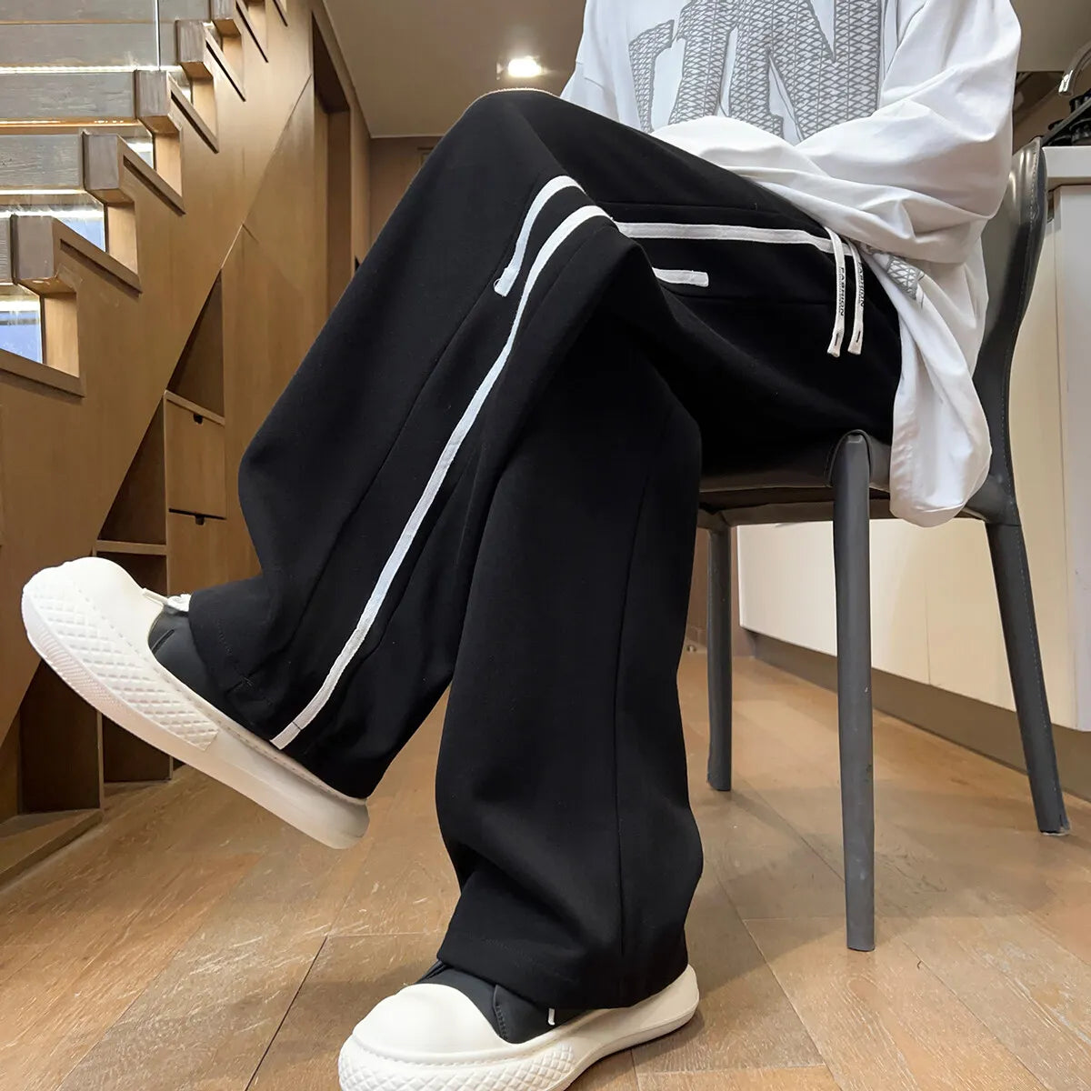 Harajuku Style Korean Men Wide Leg Pants 2026 New Printed Men Joggers Sweatpants Overalls Men Printed Streetwear Harem Pants