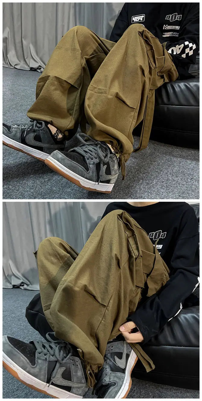 2024 Black Cargo Pants for Men Oversize Cargo Trousers Male Green Loose Casual Japanese Streetwear Hip Hop Pocket Big Size