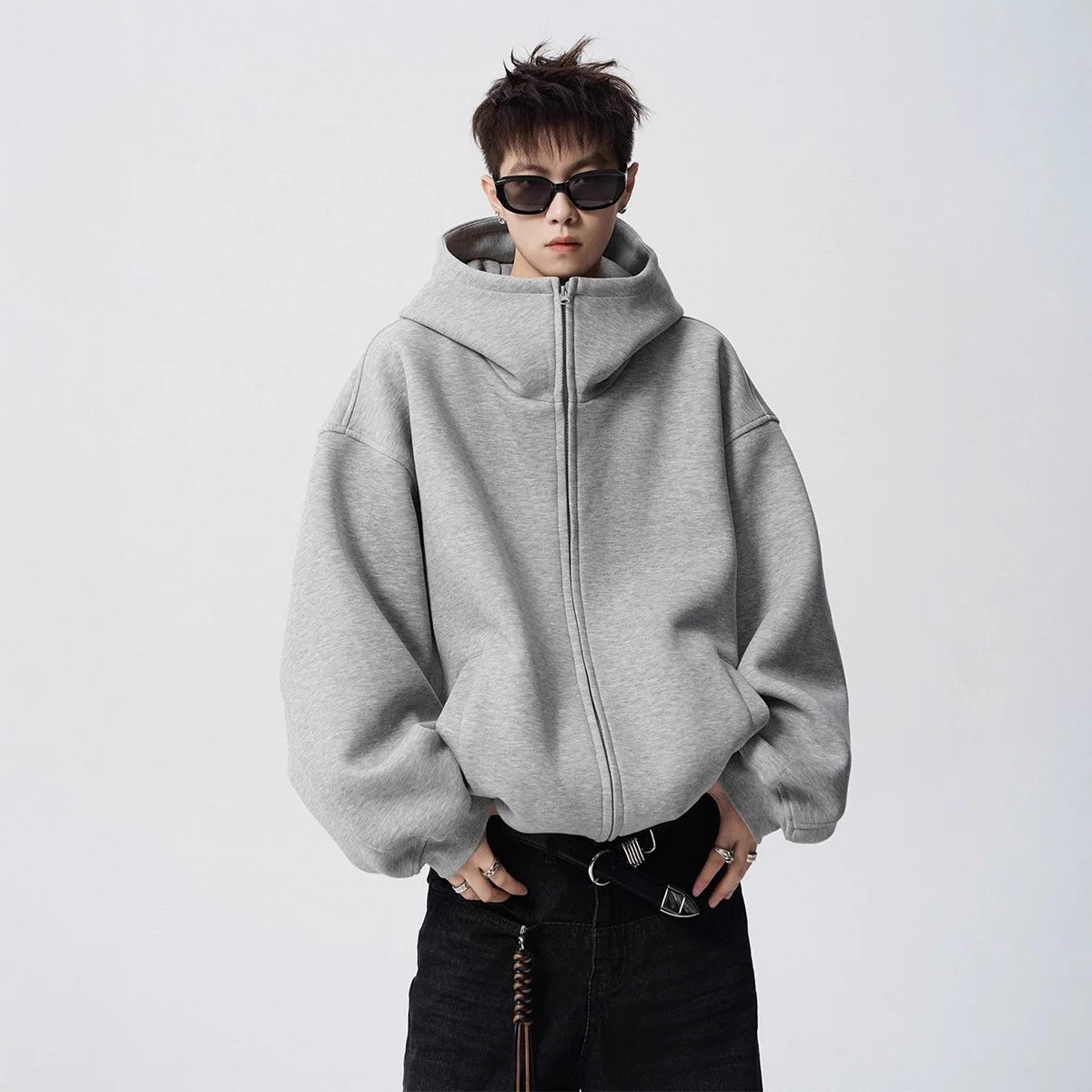 American Style Heavyweight Open Cardigan Sweatshirt Men's Autumn High Street Versatile Loose Couple Outerwear Trendy Vintage...