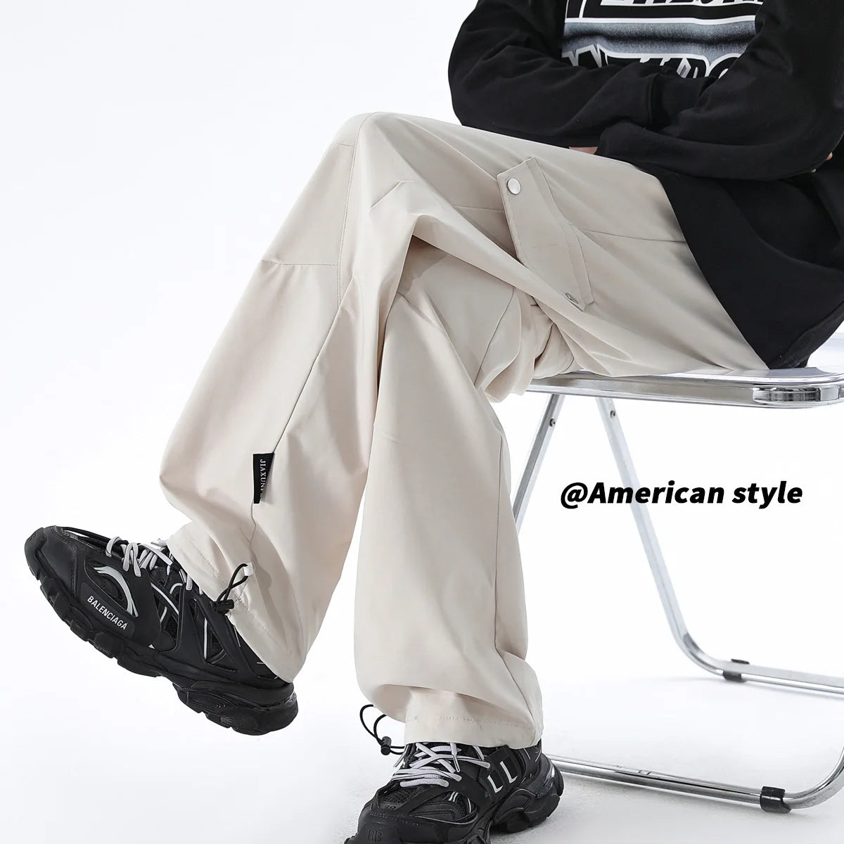 Cargo Pants Men Streetwear Hip hop Pants Mens Joggers Pants Casual Harem Ankle length Trousers Elastic waist Black Army green