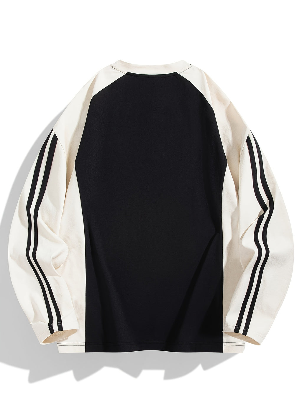 Men's & Women's Long Sleeve T-Shirt/Sweatshirt Hybrid - Loose Fit Patchwork Collar & Hem Design, White & Grey Casual Round Neck Blouse, Unisex Spring/Fall Layering Top, Tshirt For Men, Shirts For Men, Tshirts For Men, Mens T