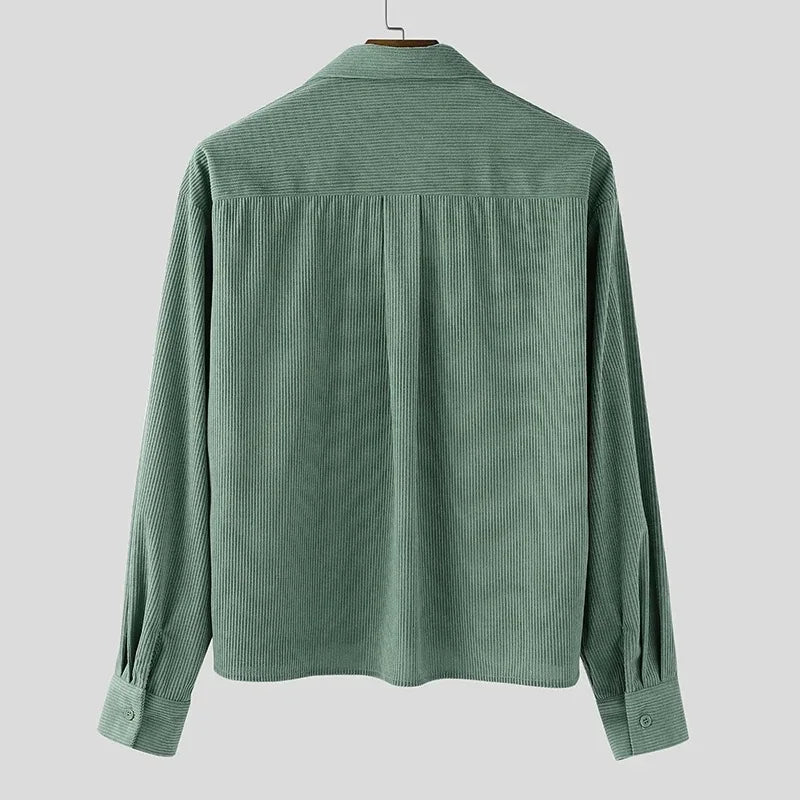 Cropped Corduroy Retro Casual Shirt