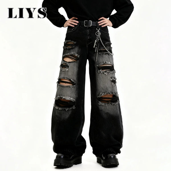 Urban Retro Ripped Wide Leg Jeans
