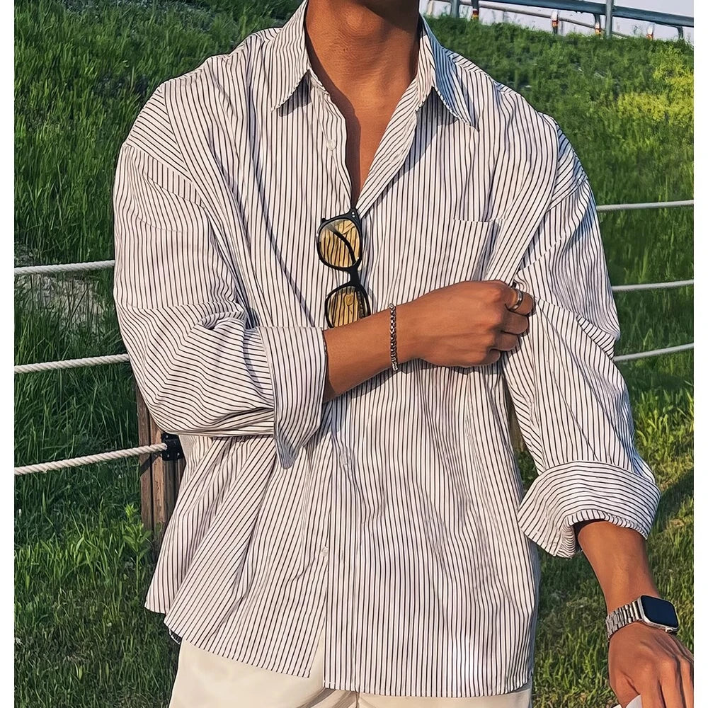 Blue Casual Striped Travel Shirt