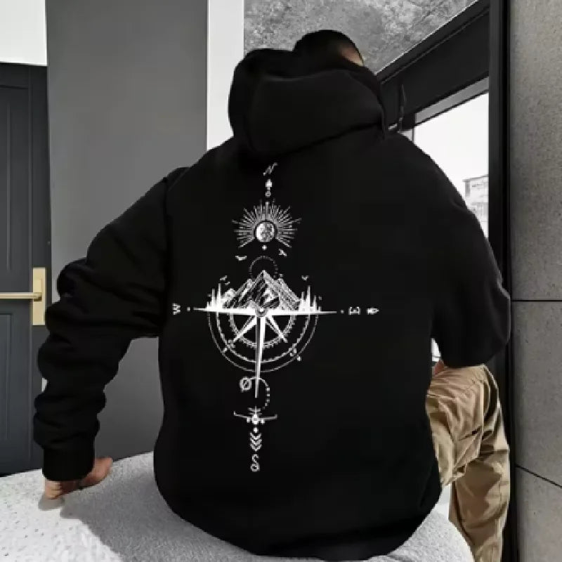 Vintage Compass Print Hoodie