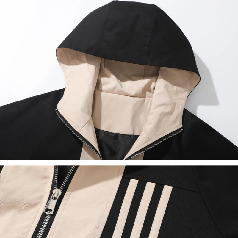 Urban City Block Hooded Overcoat