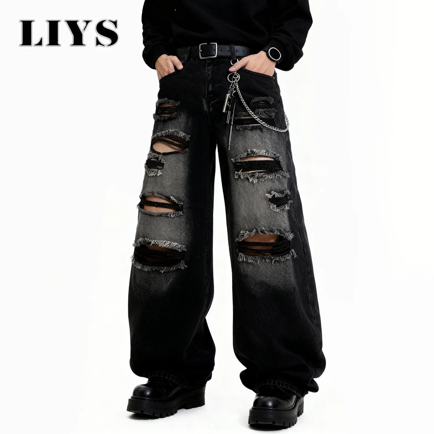Urban Retro Ripped Wide Leg Jeans