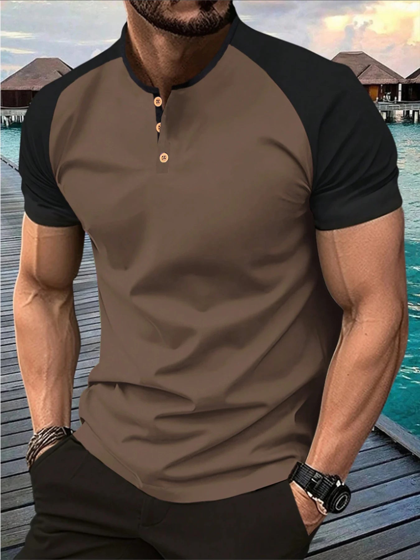 Everyday Comfort Henley Short Sleeve Tee
