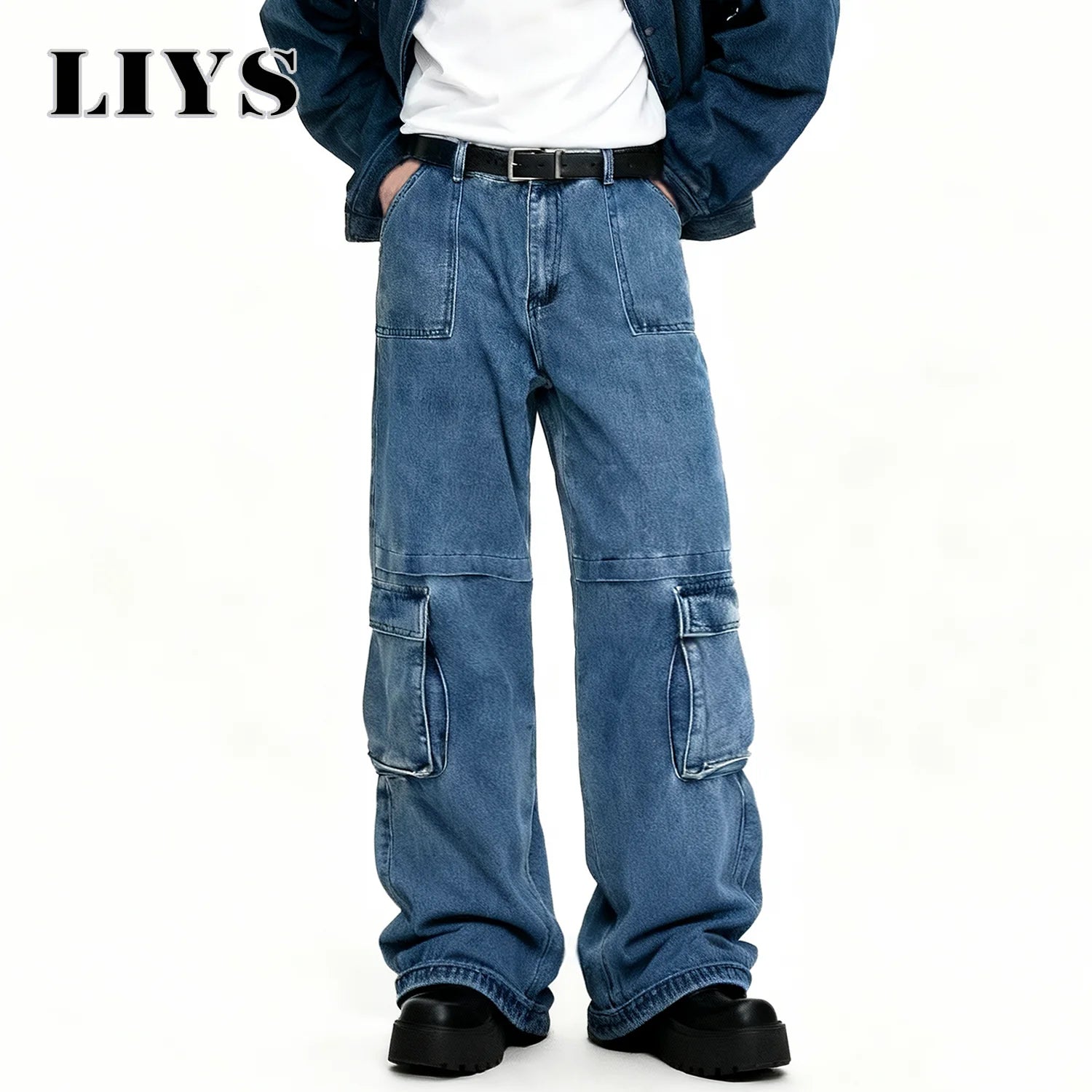 Retro Washed Baggy Cargo Jeans