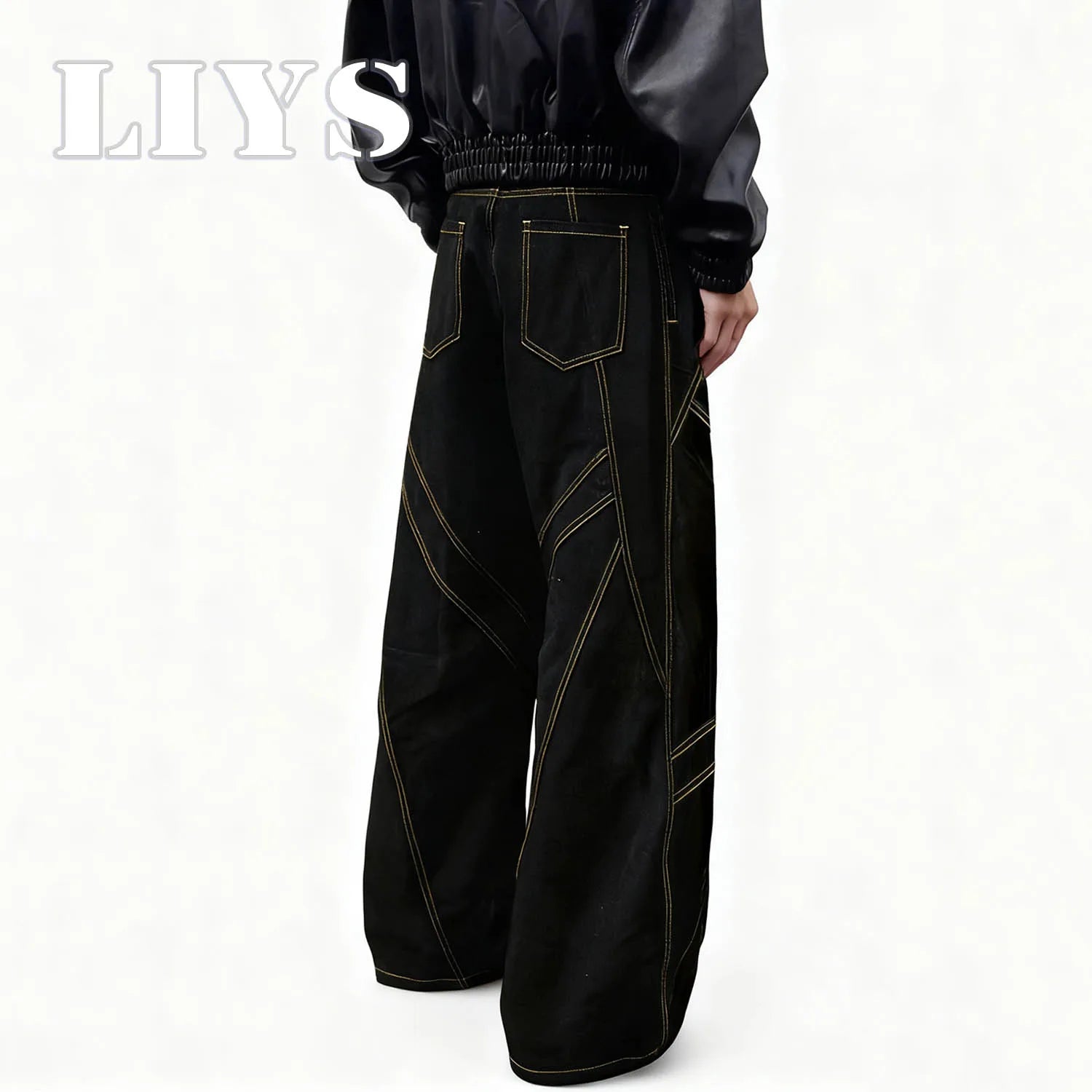 Retro Black Baggy Wide-Leg Jeans