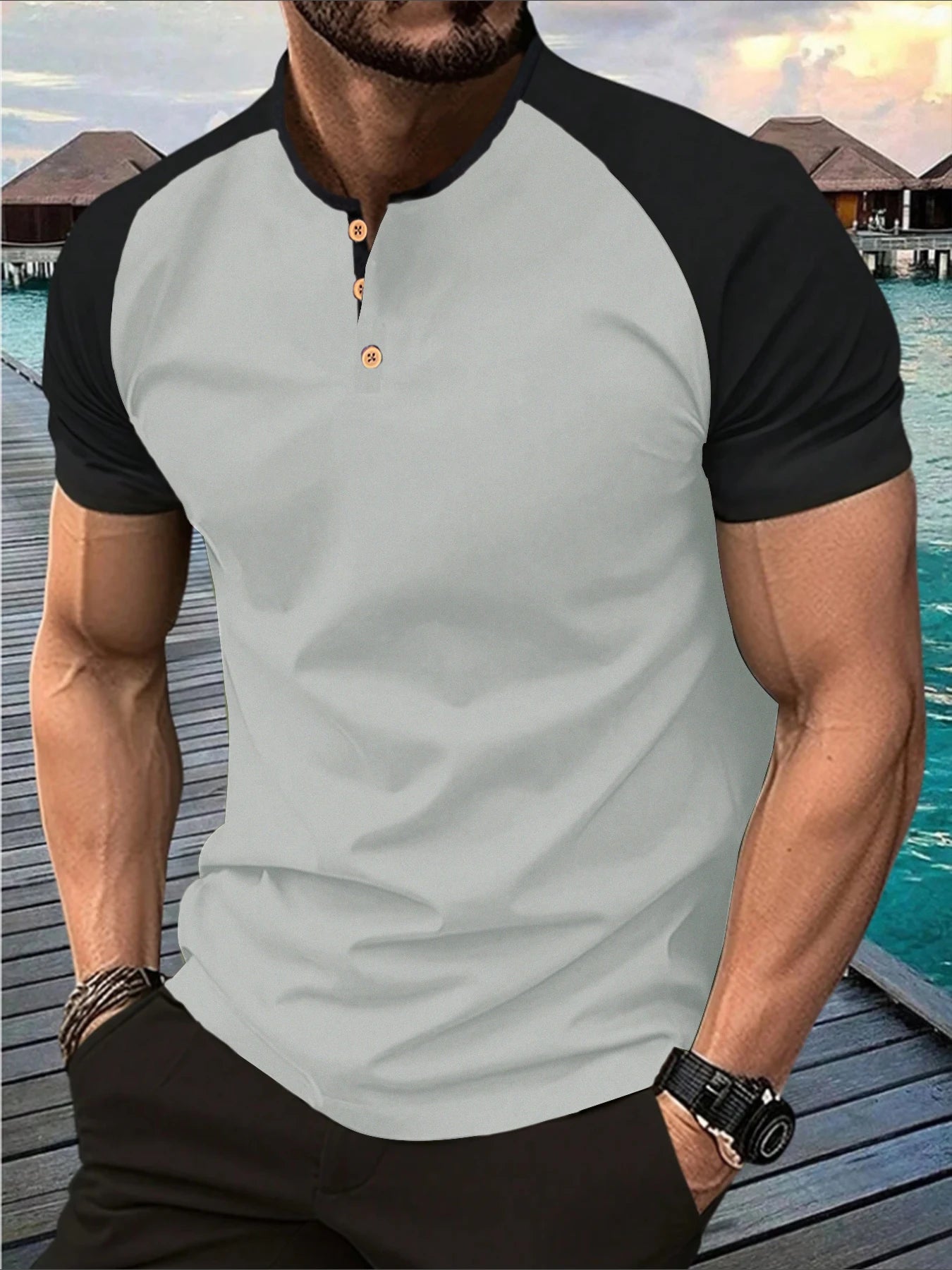 Everyday Comfort Henley Short Sleeve Tee