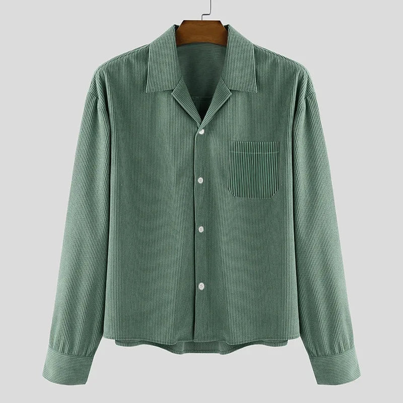 Cropped Corduroy Retro Casual Shirt
