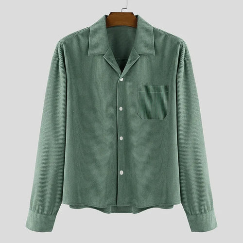 Cropped Corduroy Retro Casual Shirt