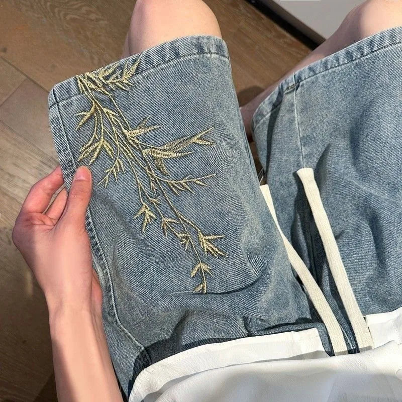 Vintage Wide-Leg Denim Shorts