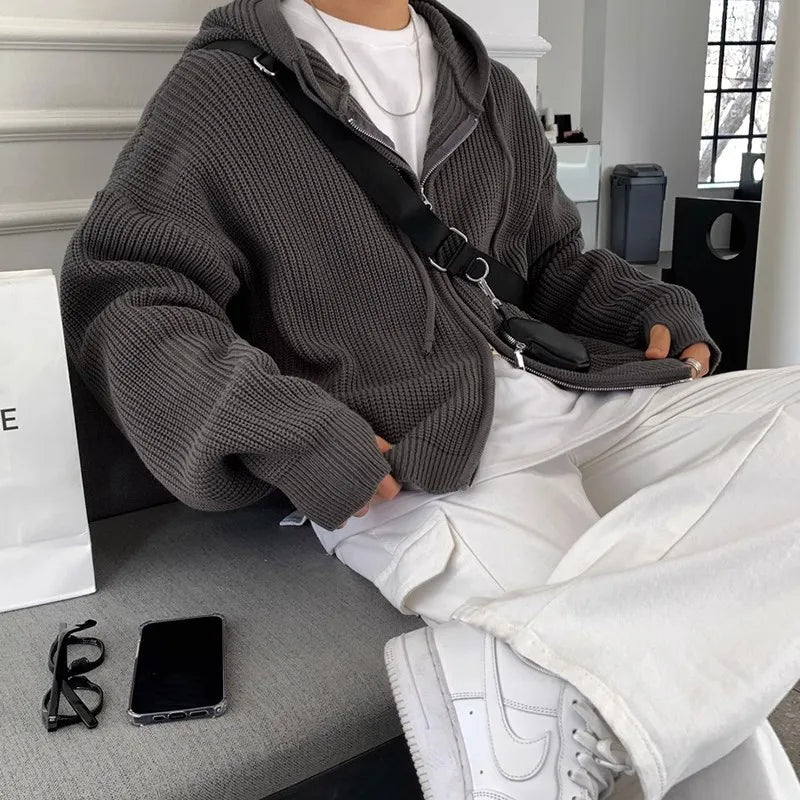 Cozy Zip Knit Hoodie Cardigan