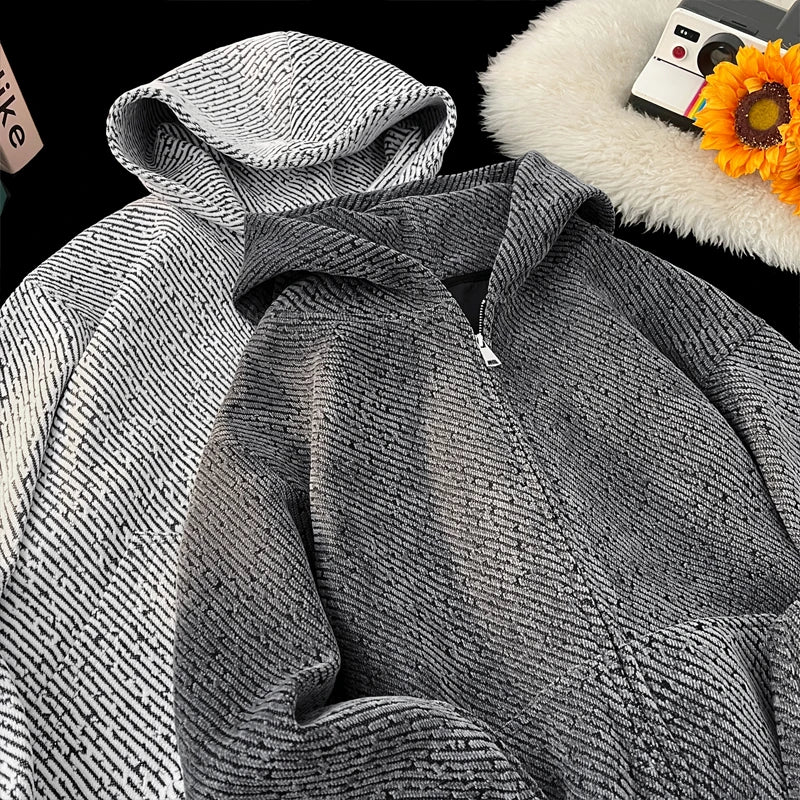 Retro Autumn Zip-Up Street Hoodie