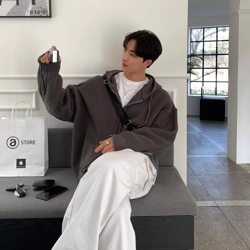 Cozy Zip Knit Hoodie Cardigan