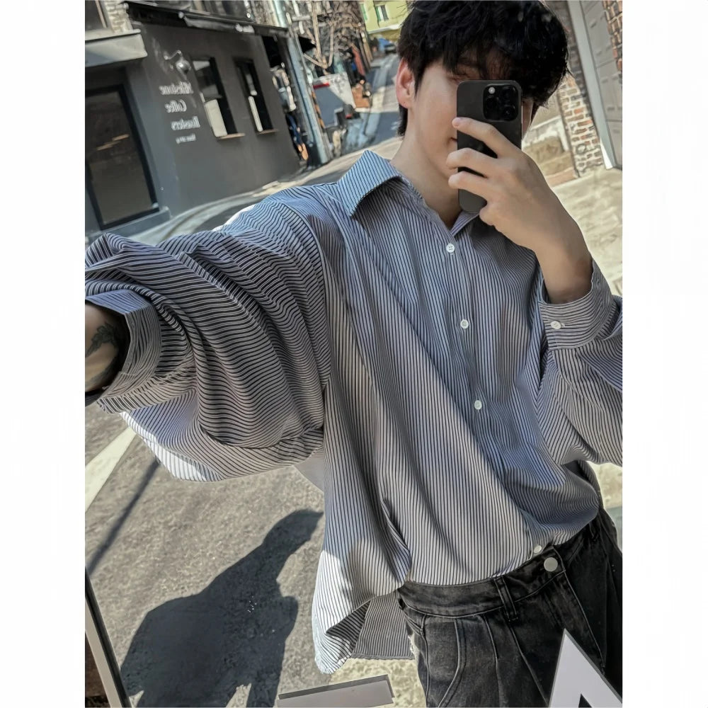Casual Oversized Striped Lapel Shirt