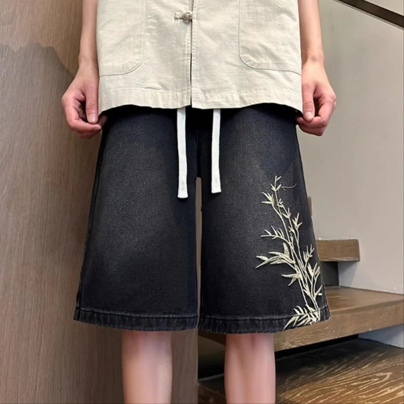Vintage Wide-Leg Denim Shorts