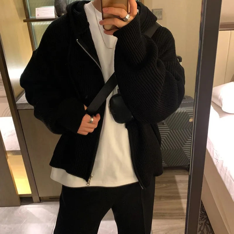 Cozy Zip Knit Hoodie Cardigan
