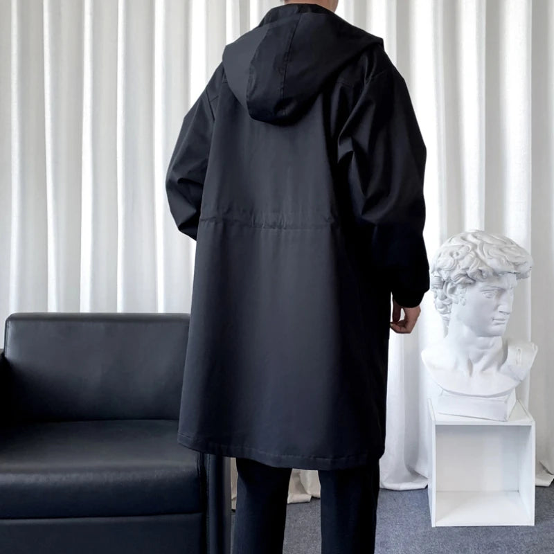 Everyday Windproof Hooded Long Jacket