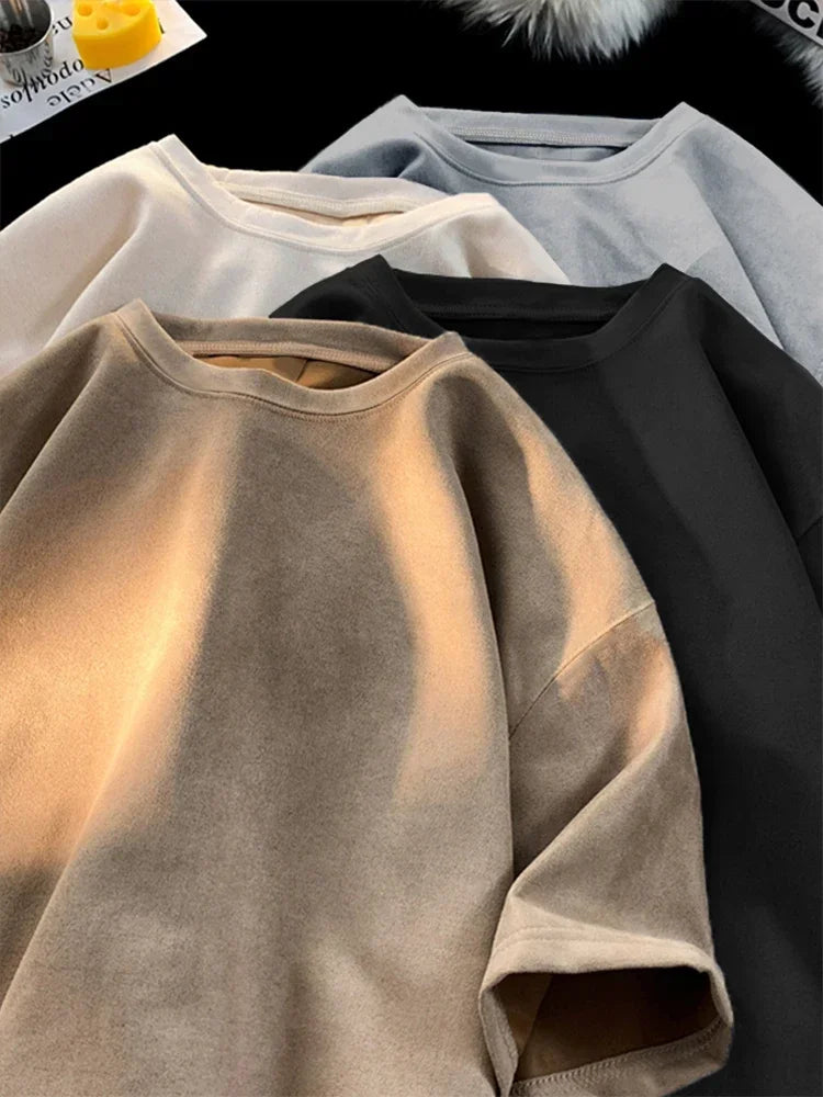 Suede Streetwear Casual Summer Tee